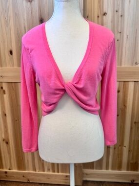 VTG Talbots Petite Pink Twist Front Cropped Cardigan Sweater (PS) Italy